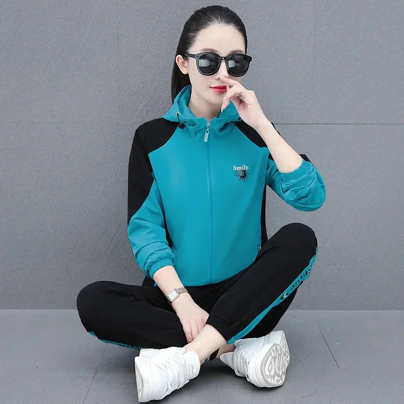 Fall Hot Sale Of The Season Women's Hooded Jacket Outdoor Sports Casual Loose Fit Windproof Large Size Two-Piece Set New Arrival