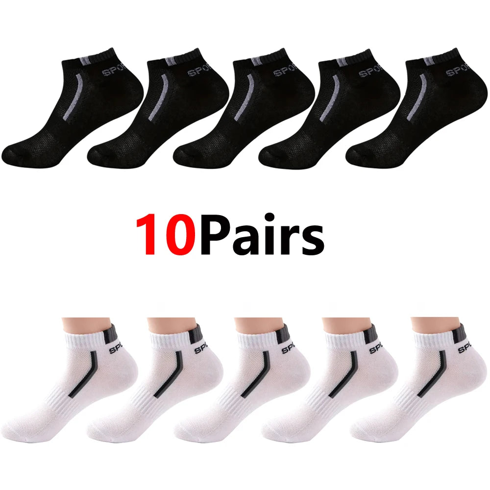 Men's Anti-Slip Boat Socks-5Pair Block Print Ankle Socks for Business & Sports, Breathable Sweat Resistant Anti-odor Comfortable