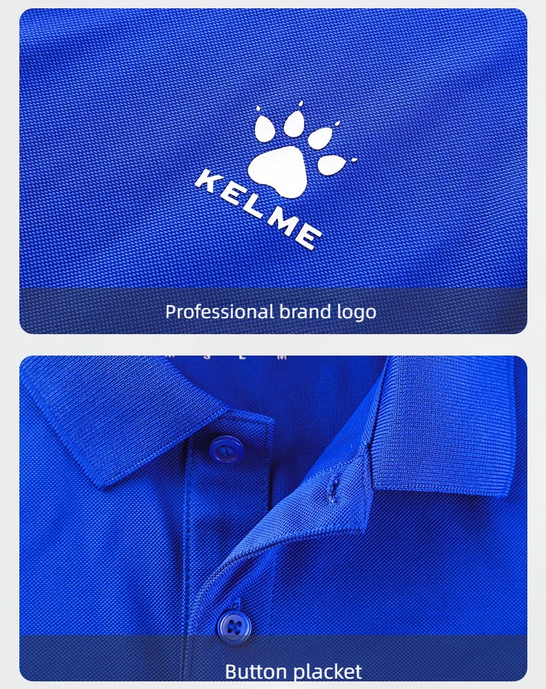Kelme Polo Shirt Men Summer Quick Drying Short Sleeve T-shirt Club Training Football Uniforms Custom Culture Shirt