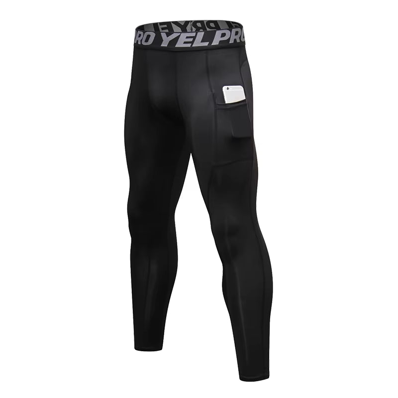Men's Compression Running Tights - Elastic Fitness Pants for Basketball and Gym Workouts