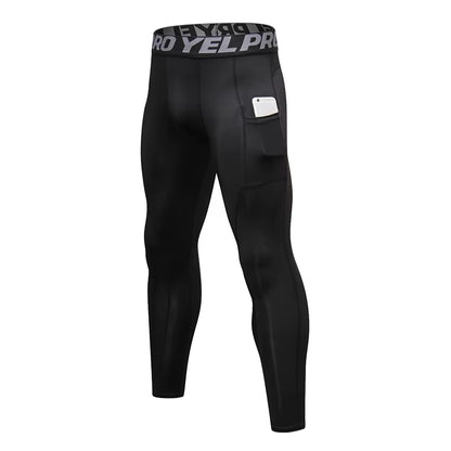 Men's Compression Running Tights - Elastic Fitness Pants for Basketball and Gym Workouts