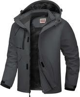 Men'S Waterproof Ski Jacket Warm Winter Coats Windproof Winter Jackets for Men Fleece Lined Windbreaker with Hood