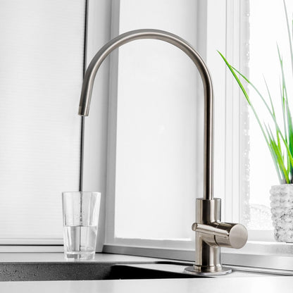 GA1-BN Drinking Water RO Faucet for Kitchen Sink, Heavy-Duty Lead-Free Reverse Osmosis Faucet for RO Water Filtration System, Non-Air Gap 100% Stainless Steel RO Faucet, Brushed Nickel Finish